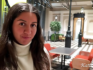 Real porn casting in a mall public