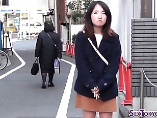 Asian babe flashes undies